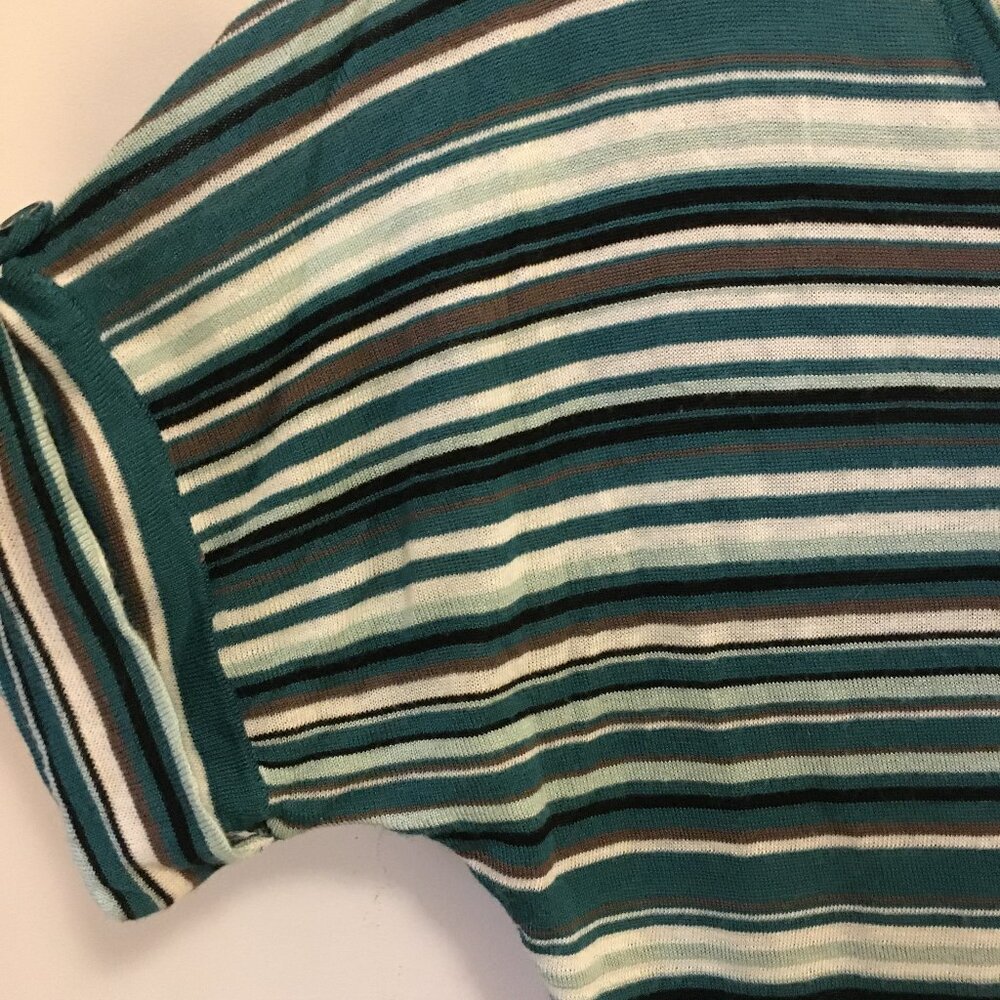NWT Ricki's Retro Striped V-Neck Rolled Cuff Rayon Sweater - Picture 7 of 16